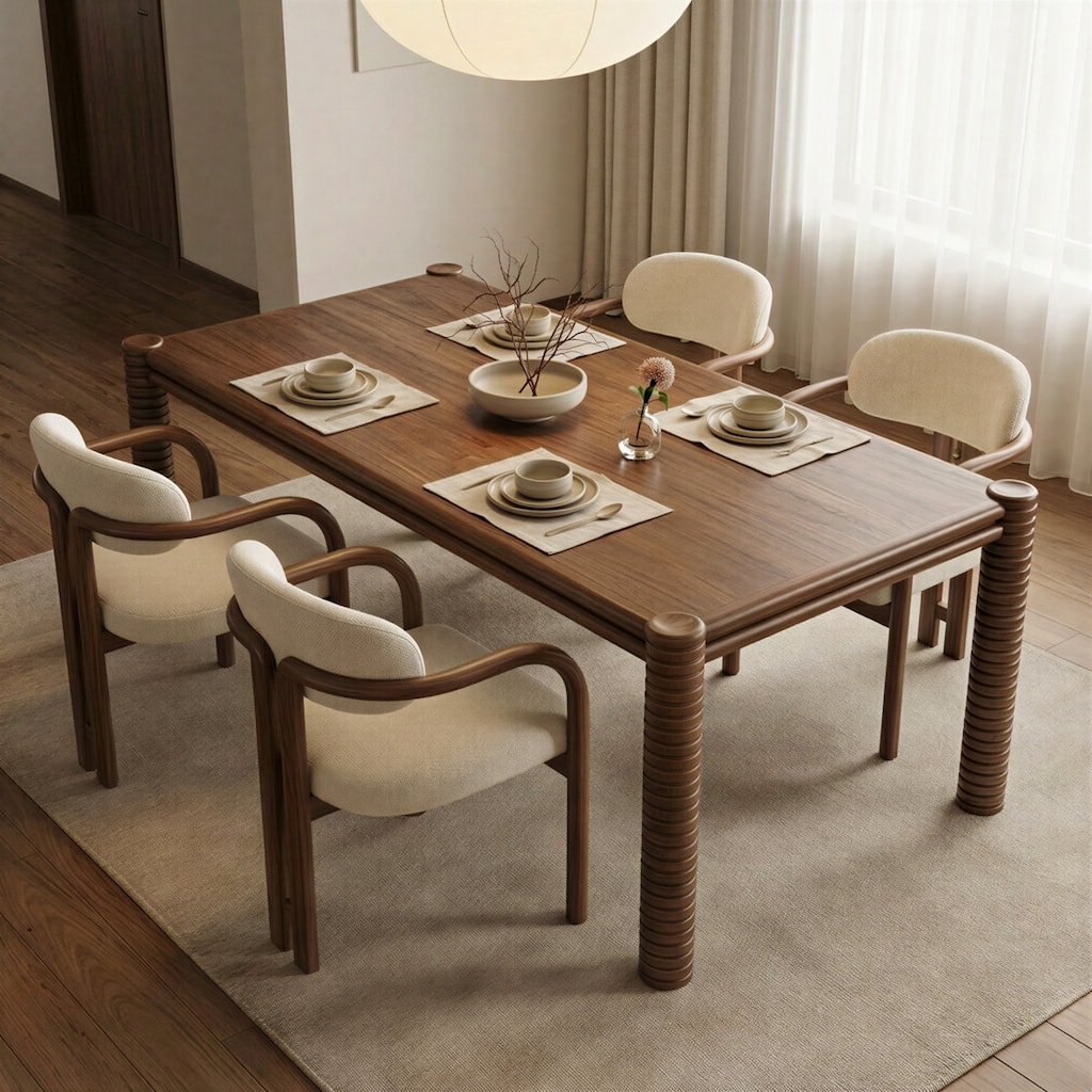 Studio London Ellis Dining Table Mid-Century Rectangular Walnut Acacia Finish