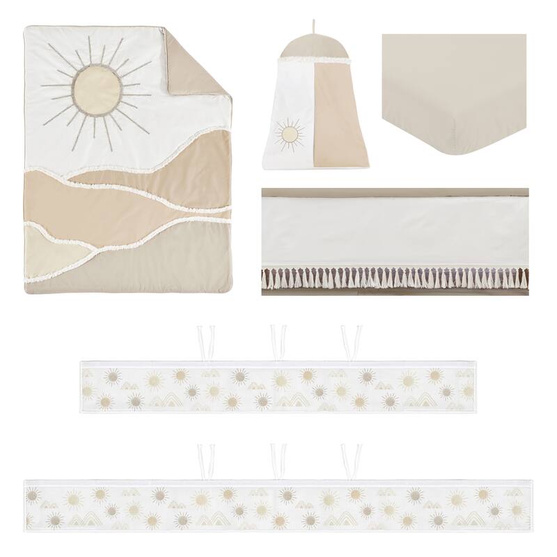 Boho Desert Sun Taupe Boy Girl Neutral Sweet Jojo Designs 6p Crib Bedding + BreathableBaby Breathable Mesh Liner