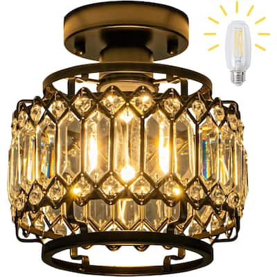 Led chandelier light black+clear entryway light glass, metal ceiling light