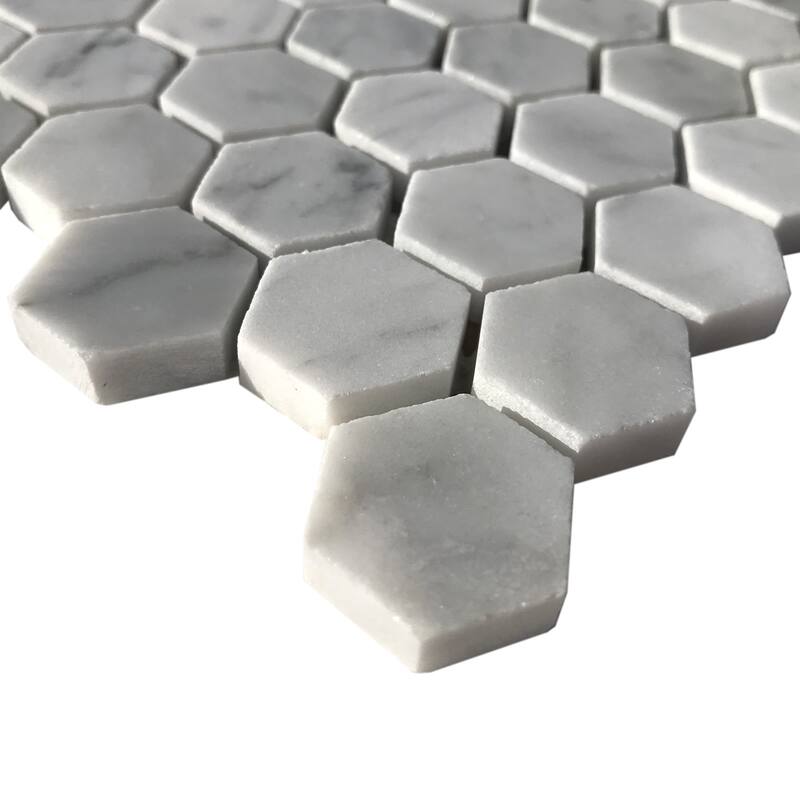 Carrara Marble 1" x 1" Honeycomb Polished Mosaic Tile