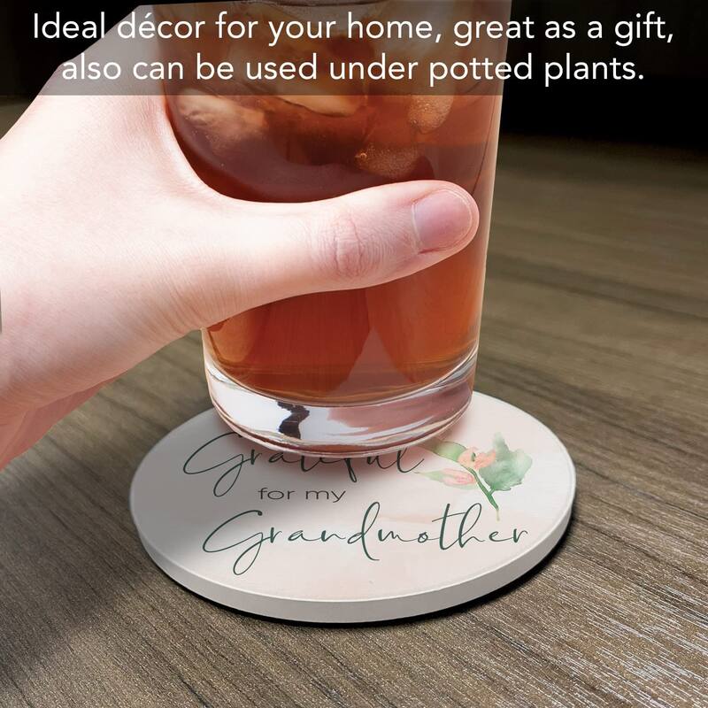 CounterArt Grateful for Grandmother Absorbent Stone Tumbled Tile Coaster Set of 4 Made in The USA Protective Cork Backing