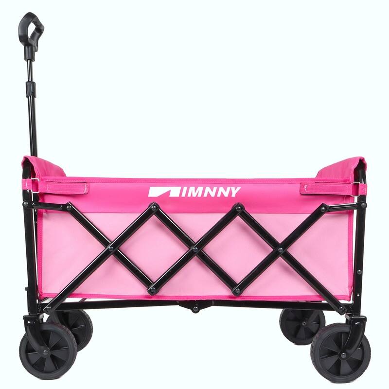 Collapsible Utility Wagon with Wheels, Lightweight Folding Cart with Cup Holders