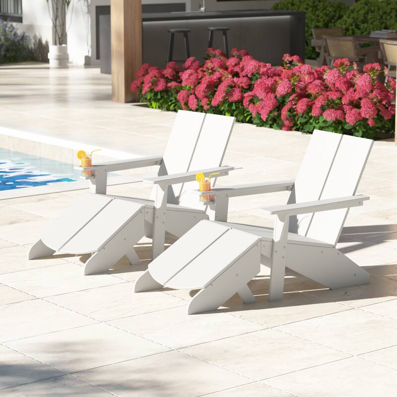 Coastin Modern Poly Adirondack Chair With Ottoman (Set of 2)