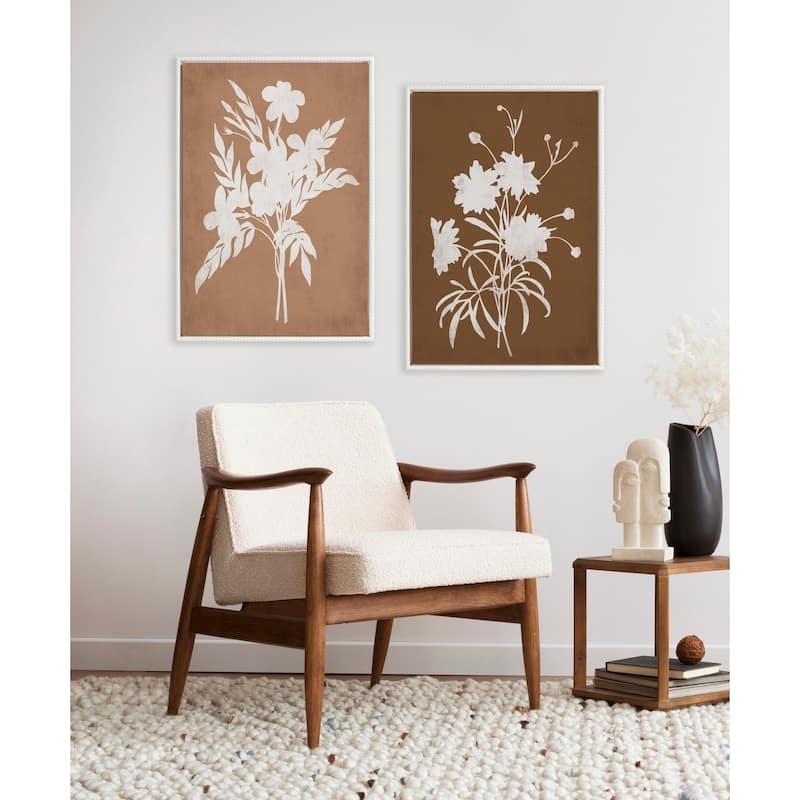 Kate and Laurel Sylvie Beaded Floral Canvas Art Set by Heather Dutton