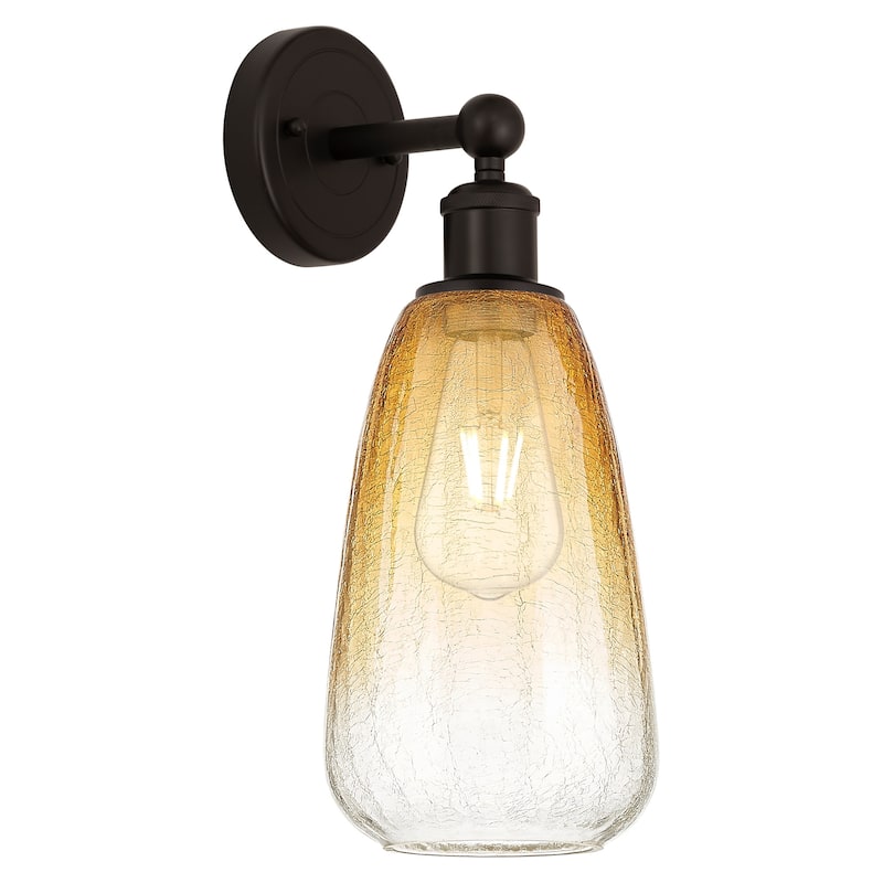 Innovations Lighting 616-1W-16-6 Brookhaven Almond Sconce Brookhaven - Oil Rubbed Bronze / Amber