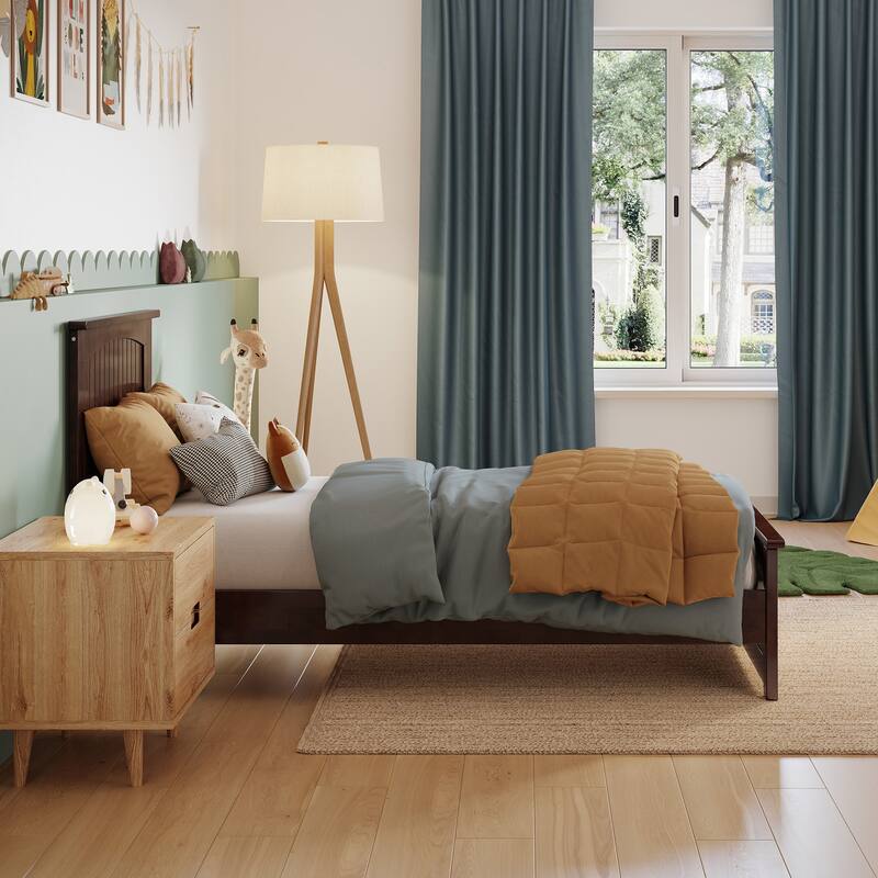 Naples Solid Wood Low Profile Platform Bed with Matching Footboard