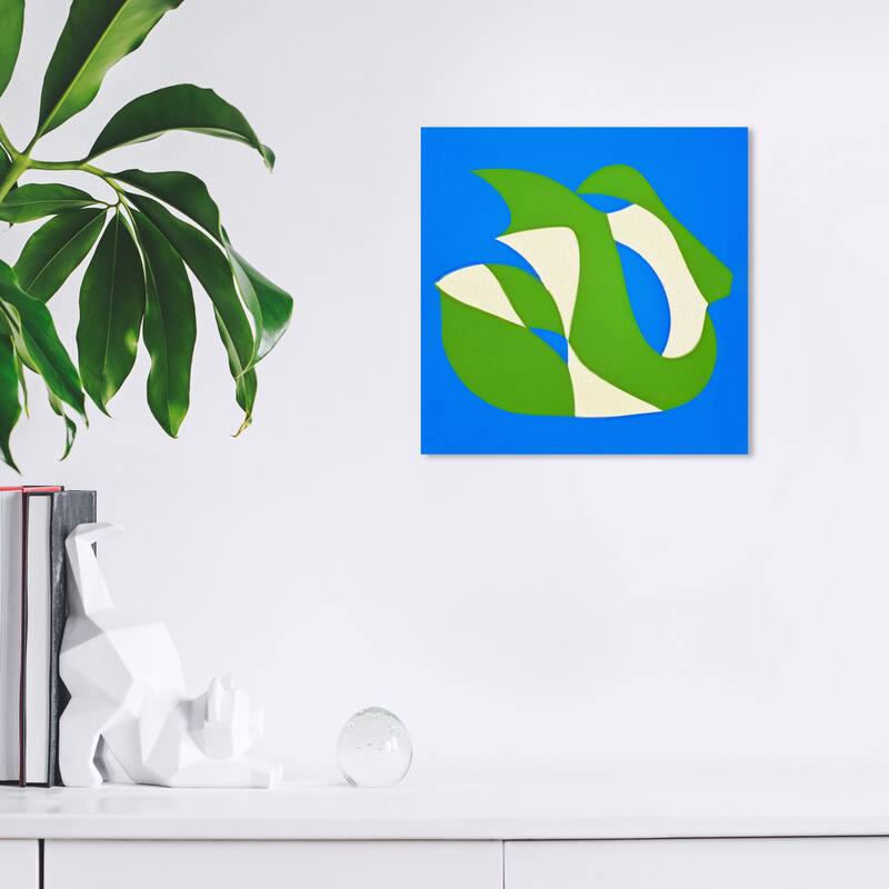 Wynwood Studio Canvas Abstract Shaped in Grass I Blue and Sapphire Blue Modern & Contemporary Wall Art Canvas Print - 12 x 12