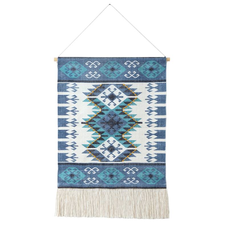Sevita Bordered Boho Wall Hanging with Macrame Fringe