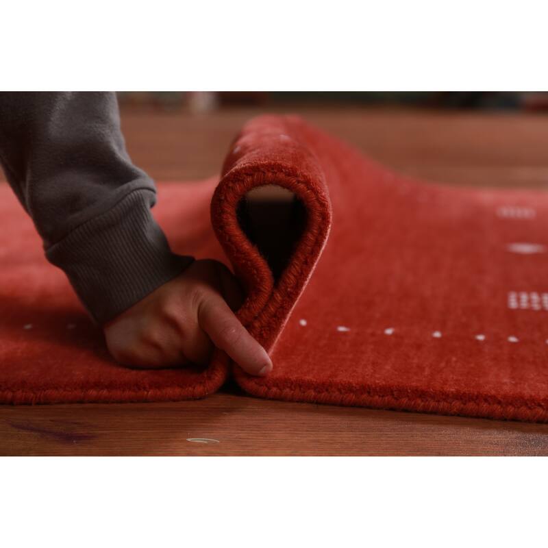 Hand Knotted Oriental 100% Wool Carpet Tribal Tribal Oranges & Rust Gabbeh Area Rug - 4' 10'' X 3' 4''