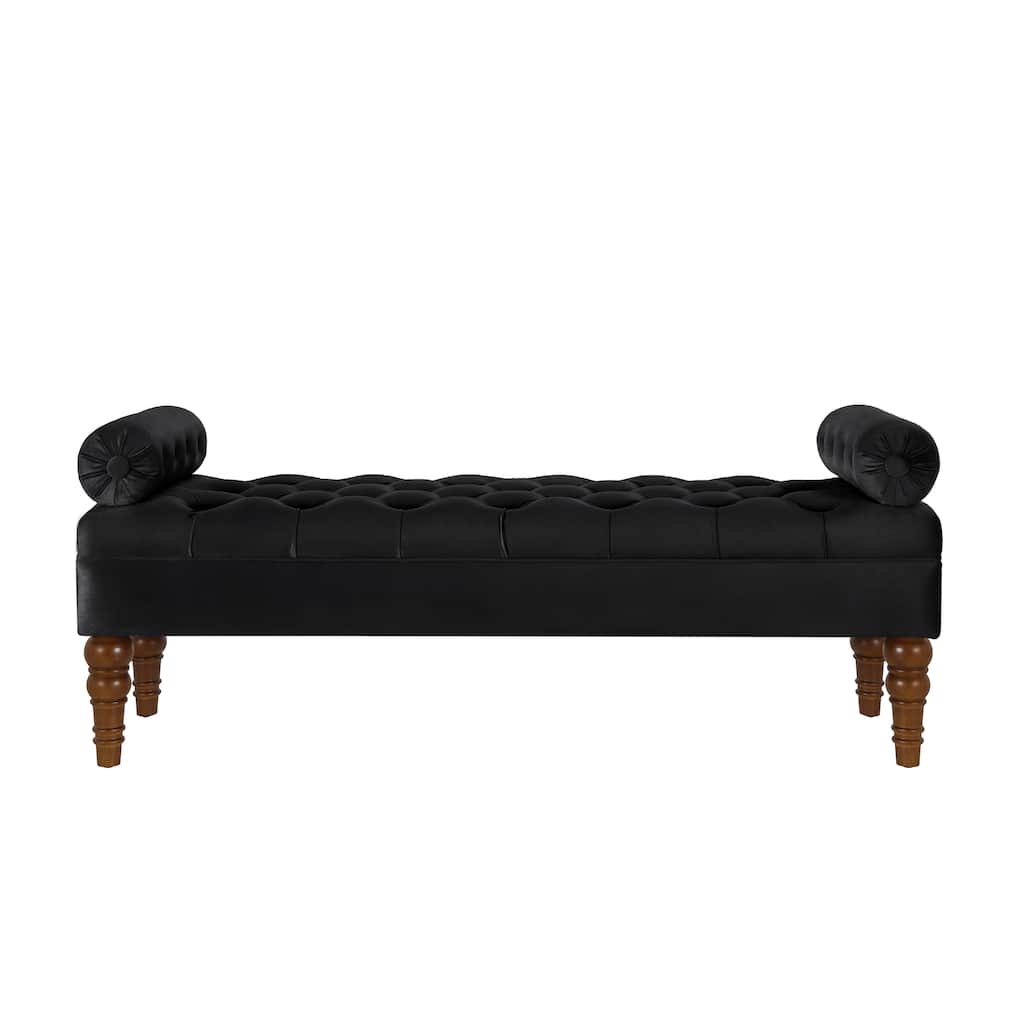 Velvet End of Bed Bench Hallway Bench Black Ottoman Bench for Bedroom, Simple Indoor Bench Leisure Bench