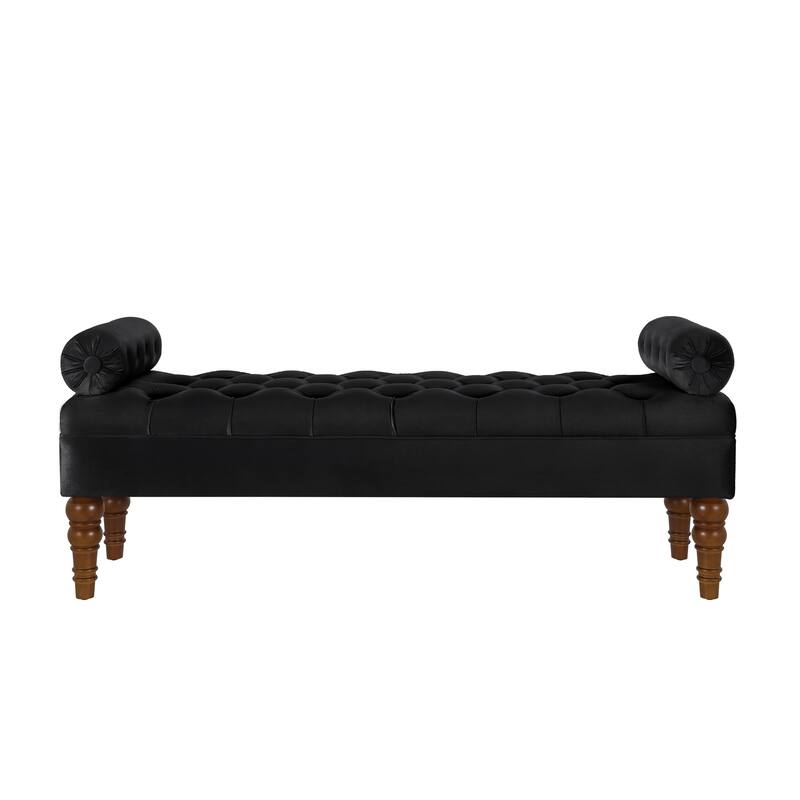 Velvet Long Bed Bench for Bedroom,Upholstered Window Bench with Tufted Button,Entryway Bench,Bolster Bench for Living Room