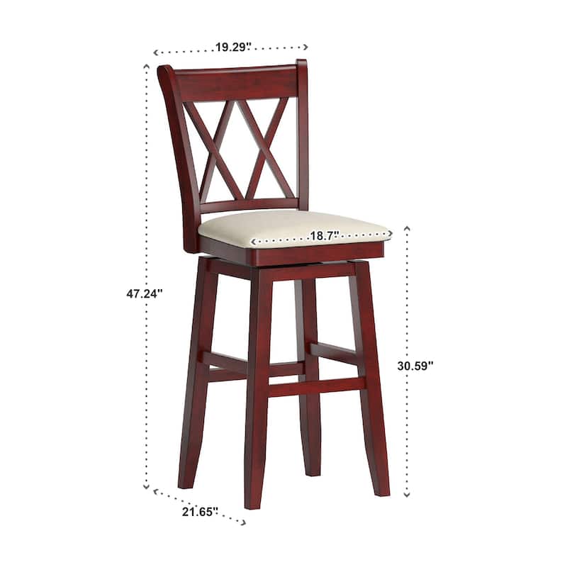 Eleanor Double X Back Wood Swivel Bar Stool by iNSPIRE Q Classic