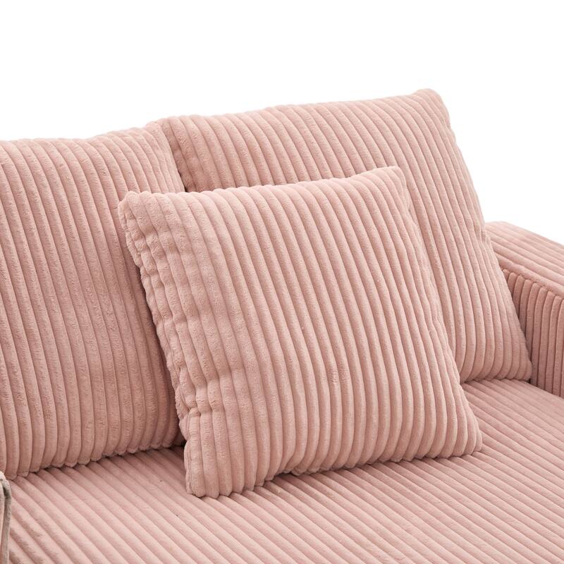 GDFStudio - Corduroy Recliner Sofa with USB Charging, RGB LED Light Strip - Suitable for Living Room and Bedroom