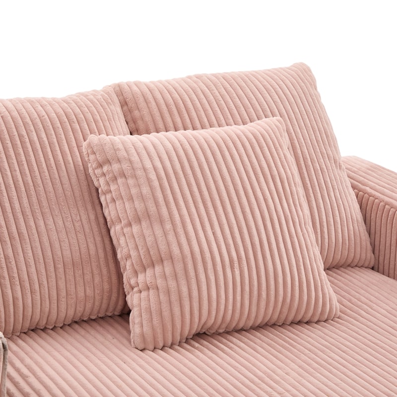 Recliner Sofa Loveseat with Chaise Lounge, Sleeper Sofa with USB & Type-C Charging Ports, Sofa Bed with Cup Holders
