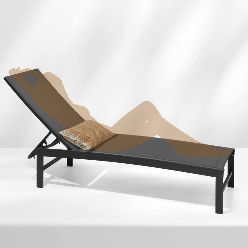 VredHom Outdoor Aluminum Adjustable Chaise Lounge Chairs (Set of 2) - 60.4 in L * 24.6 in W * 16.1/40.8 in H