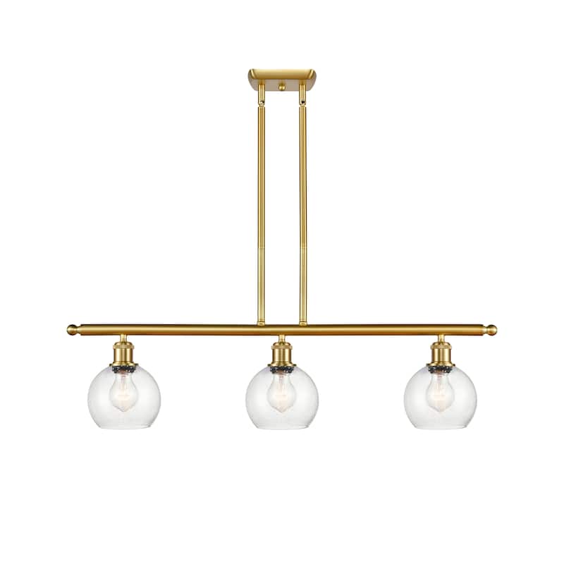Innovations Lighting Athens 3 Light 36" Island Light - 6" Shade - Satin Gold/Seedy