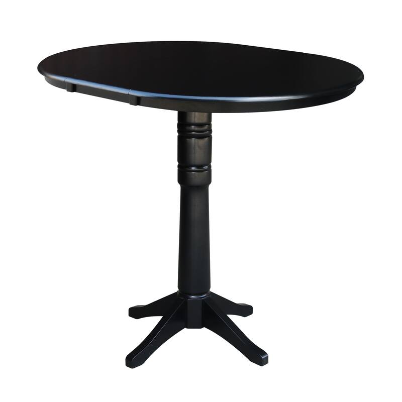 36" Round Top Dining Table with 12" Leaf - Black