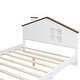 preview thumbnail 26 of 26, Full Size House Platform Kids Bed Frame with LED Lights and Storage, Wood Color