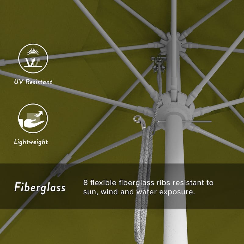 California Umbrella 11' Venture Series Patio Umbrella,White Aluminum Pole Fiberglass Ribs Pulley Lift Olefin
