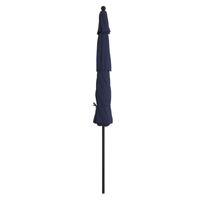 California Umbrella 11' Venture Series Patio Umbrella, Bronze Aluminum Pole Fiberglass Ribs Pulley Lift, Pacifica Pacific Blue