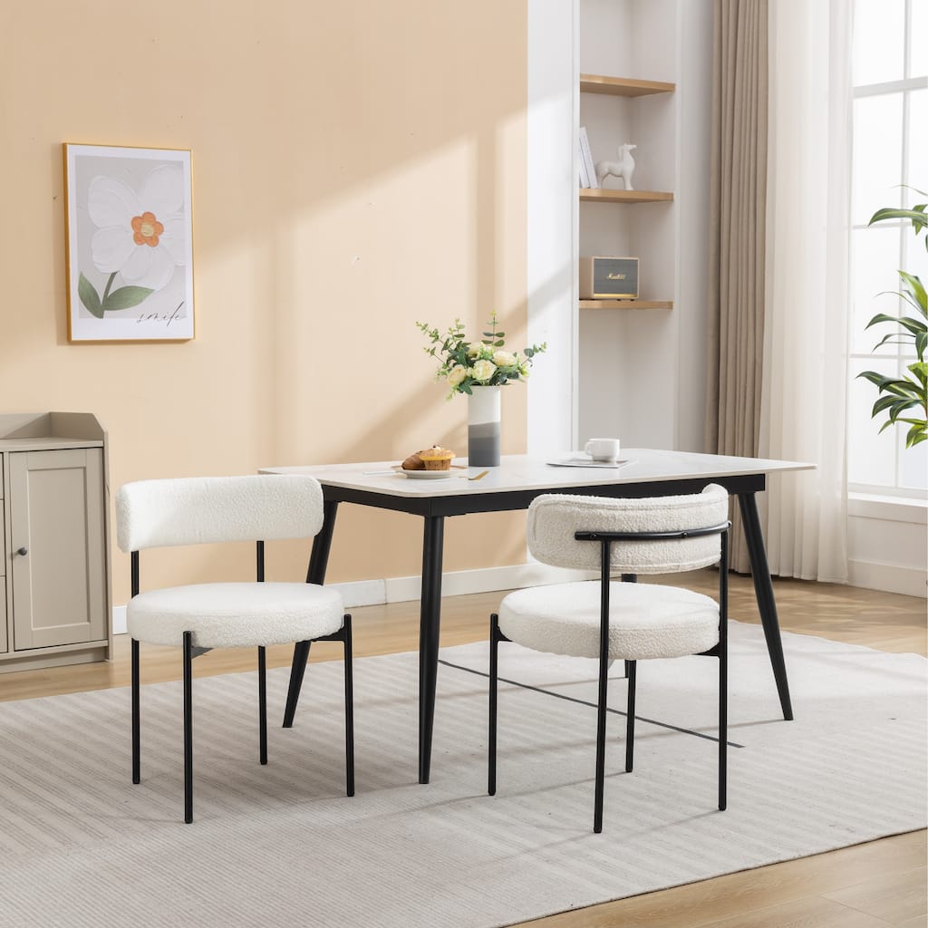 Burbank Modern Round Boucle Dining Chairs