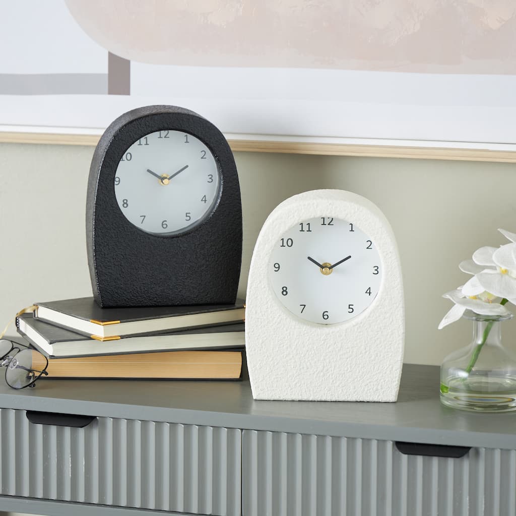 Multi Colored Wood Textured Decorative Clock with Gold Accents (Set of 2)