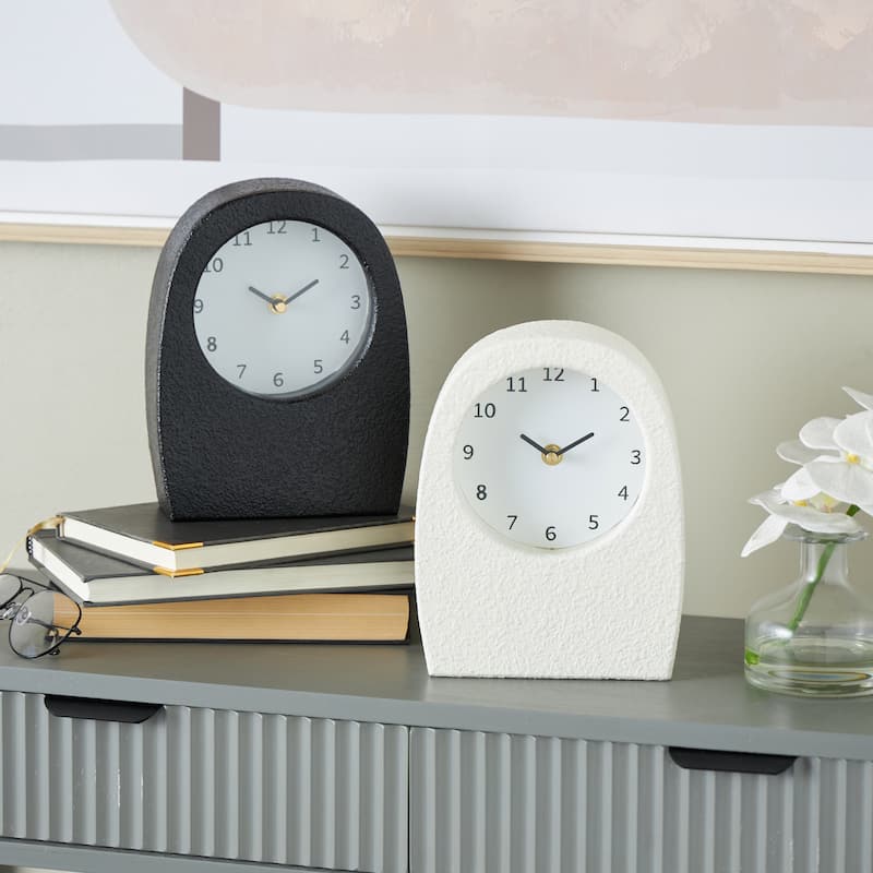 Wood Textured Clock with Gold Accents - Set of 2 Multi Colored - Roche River Decor