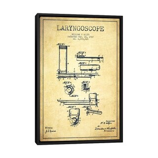 iCanvas "Laryngoscope Vintage Patent Blueprint" by Aged Pixel Framed