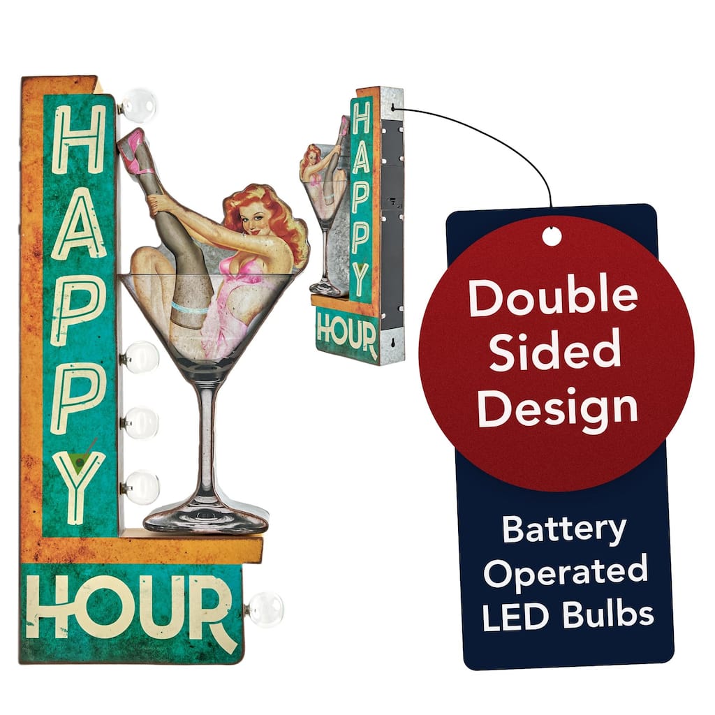American Art Decor Happy Hour Vintage LED Marquee Sign