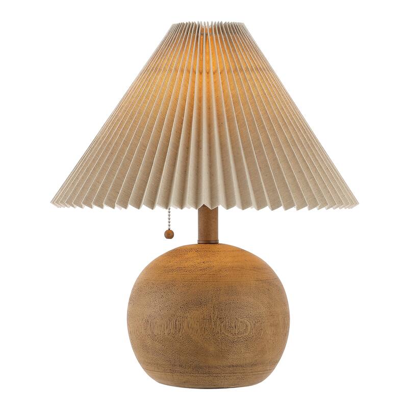 Arvid 17.25" Coastal Scandinavian Resin/Iron Sphere LED Table Lamp with Pleated Shade and Pull Chain, by JONATHAN Y