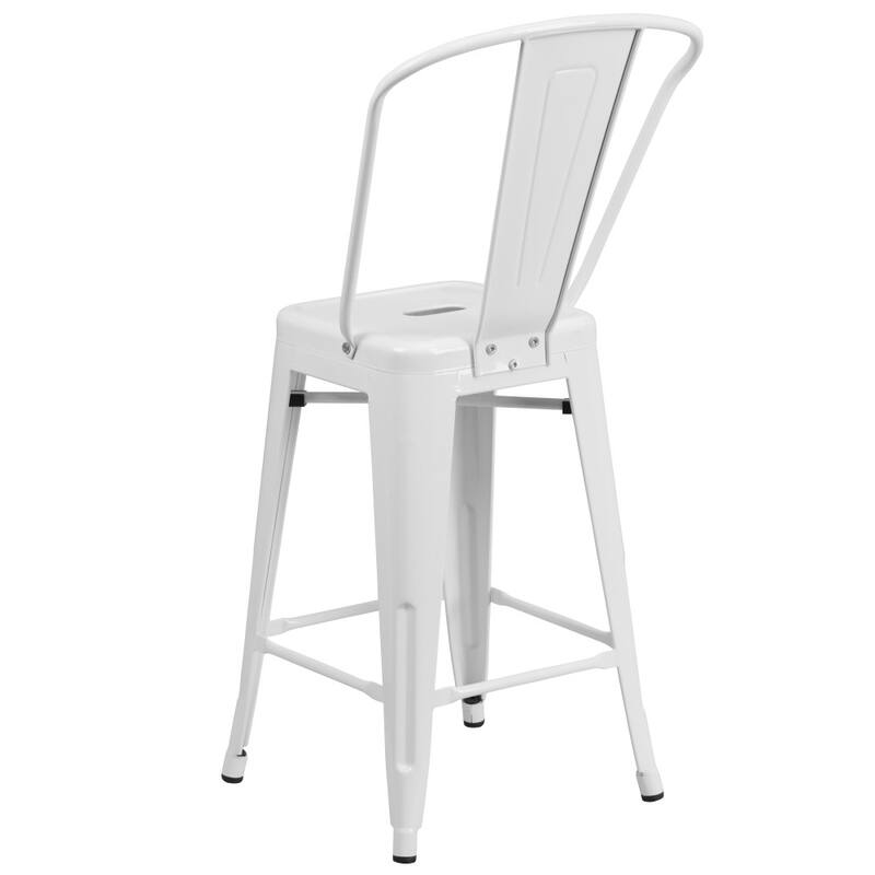 24'' High Metal Indoor-Outdoor Counter Height Stool with Back