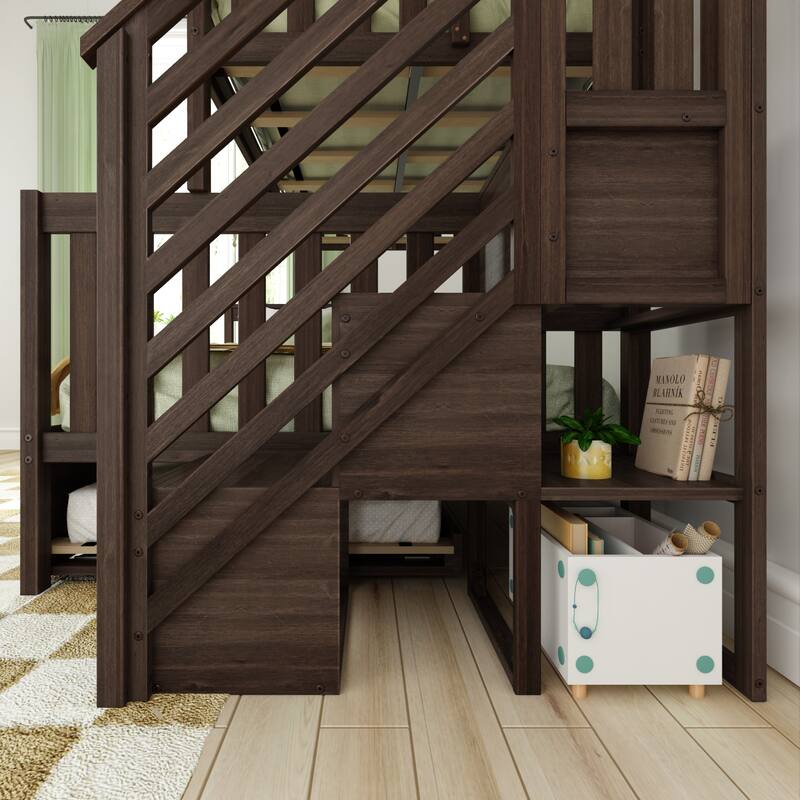 Max and Lily Twin over Full Staircase Bunk Bed with Trundle