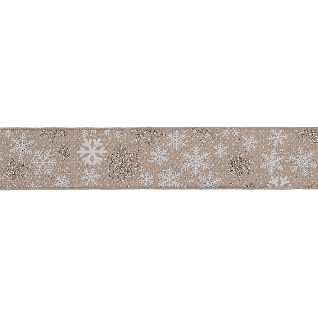 Snowflake Print Wired Ribbon 2.5" x 10 Yds. - N/A