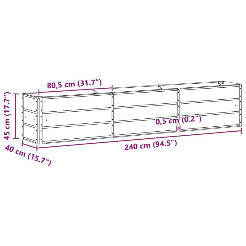 vidaXL Planter in Steel - 39.37 x 15.75 x 17.72"
