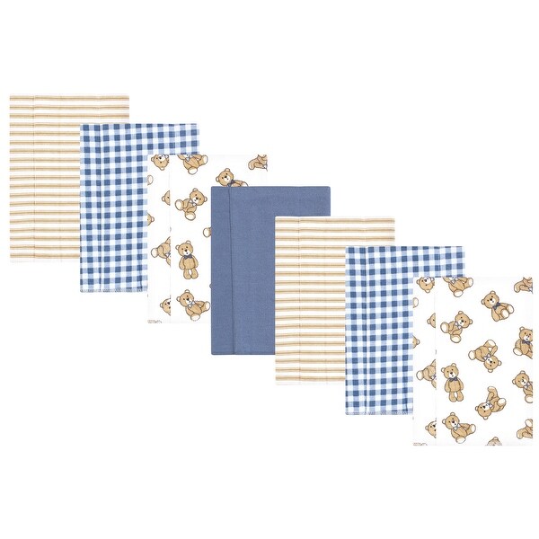 Hudson Baby Infant Boy Flannel Burp Cloth 7pk, Gentleman