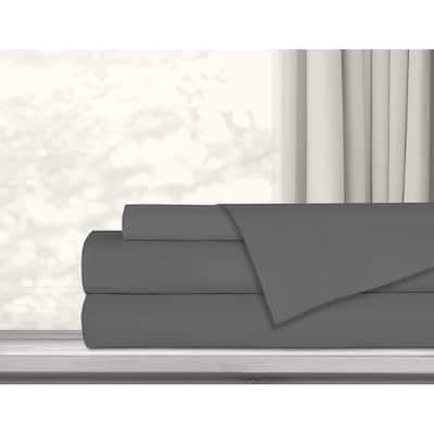 Solid 4 Piece Double Charcoal Sheet Set