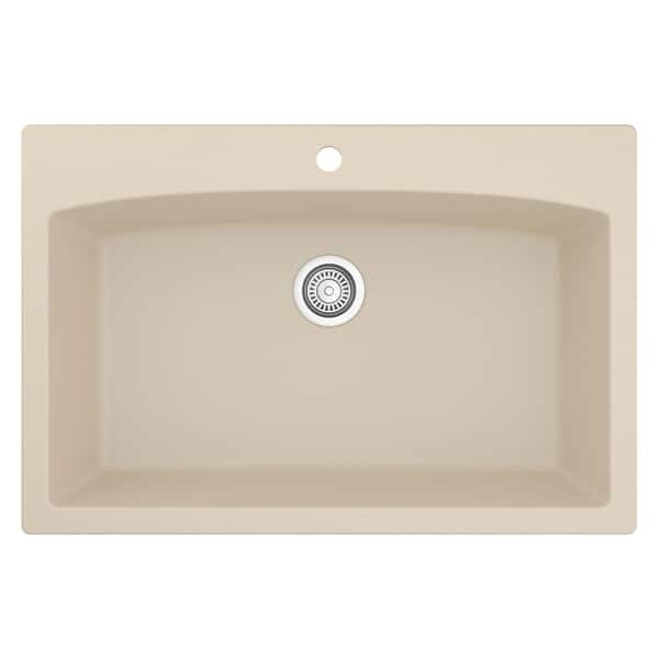 slide 8 of 59, Karran Drop-In Quartz Single Bowl Kitchen Sink Bisque
