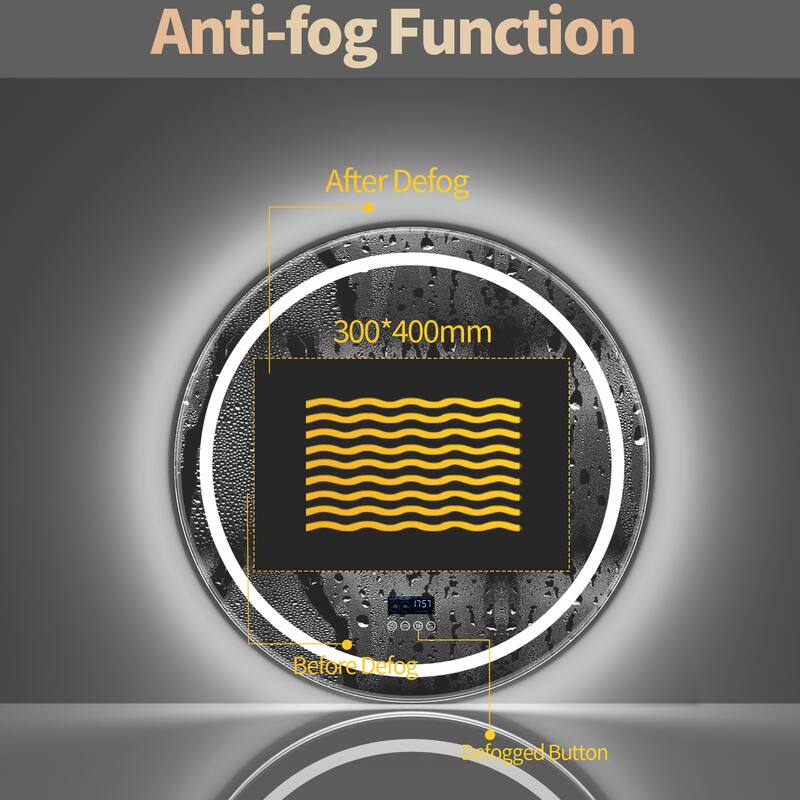 Smart LED Illuminated Fog-free Large Bathroom Mirror with Bluetooth Speakers, Digital Display
