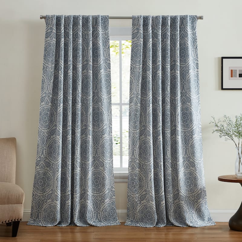 Giovanni Medallion Blackout Window Curtain Panel - 52x84 - Blue
