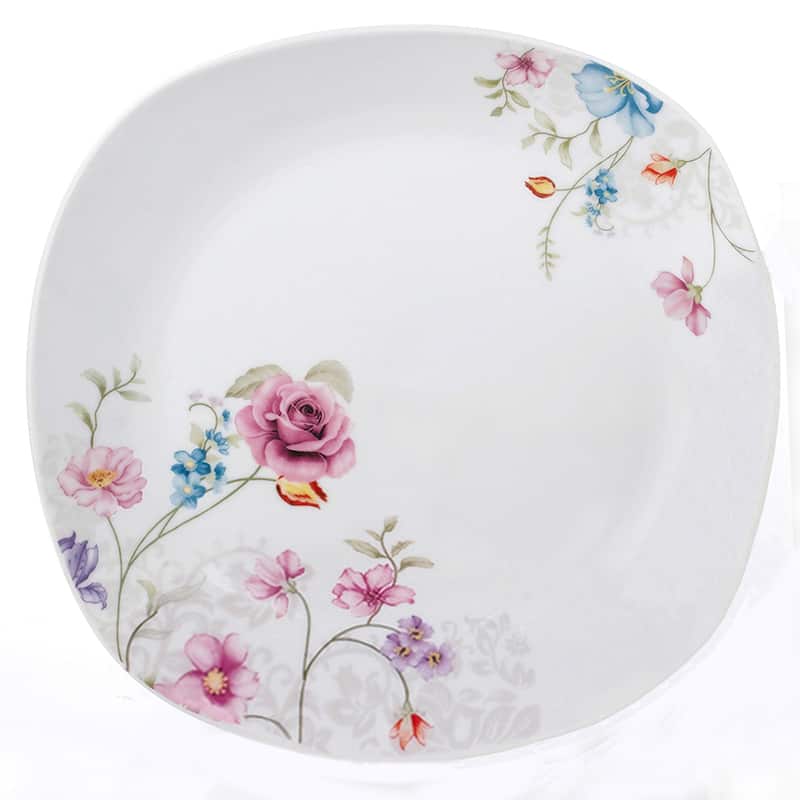 20 Pc. Square Dinnerware Set Service for 4-Small Floral Design