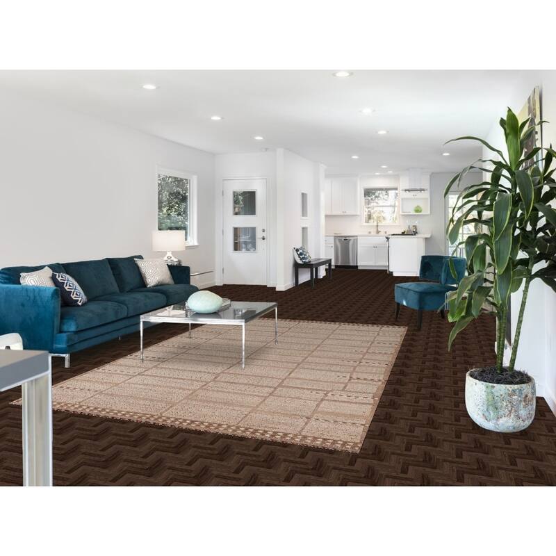 All-Over Striped Moroccan Area Rug Hand-Knotted Wool Carpet - 6'2"x 9'4"