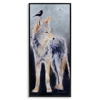 Stupell Wild Coyote & Black Bird Framed Giclee Art Design by Karen Weber Fine Art