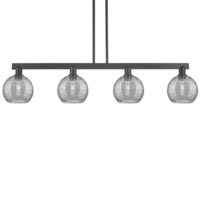 Innovations Lighting 716-4I-11-51 Athens Deco Swirl Linear Athens Deco - Matte Black / Light Smoke Deco Swirl