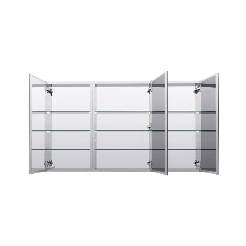 52''/56''W X 30''H Recessed Or Surface Wall Mount Bathroom Medicine Cabinet With Adjustable Glass Shelves