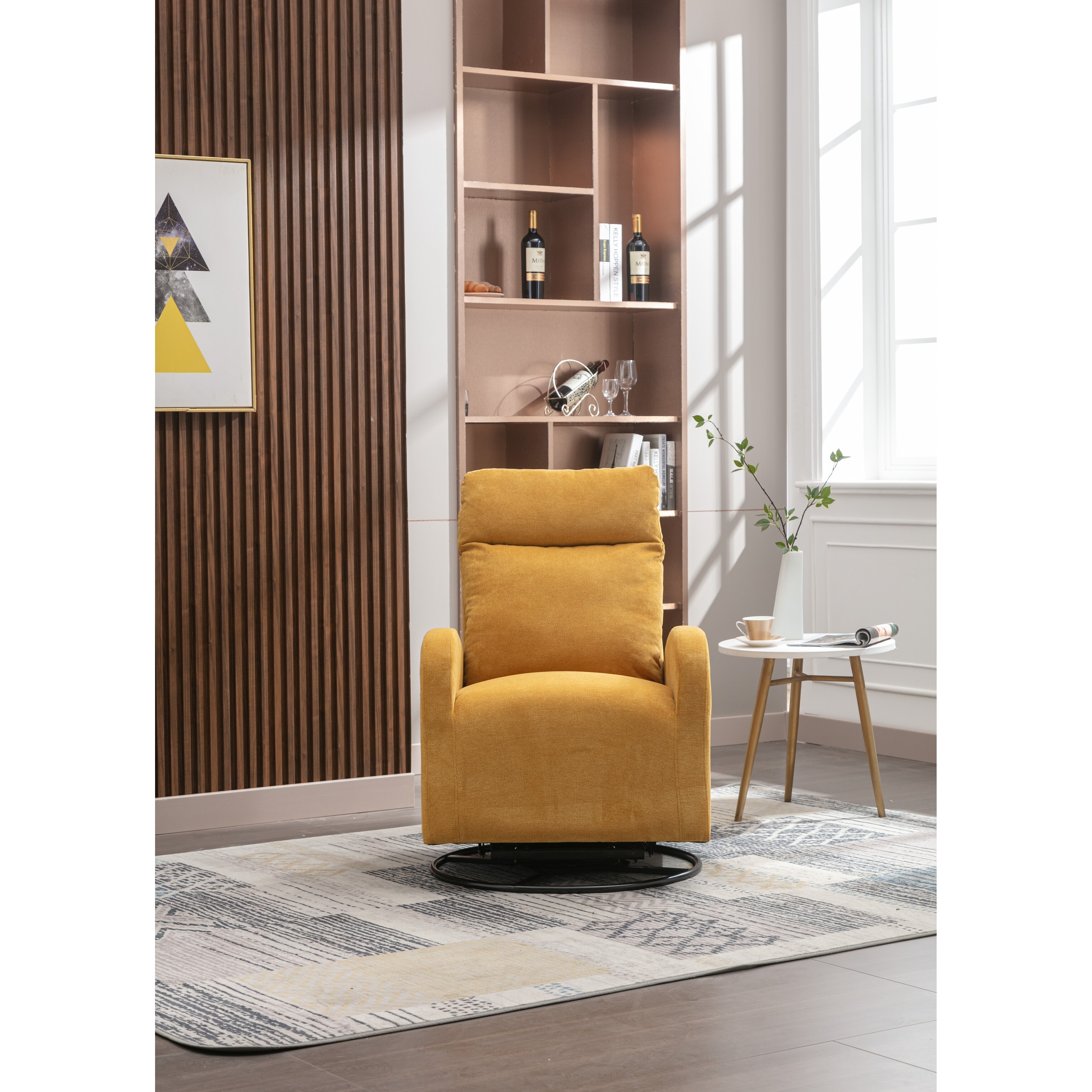 Swivel Glider Chair Polyester Rocking Nursery Upholstered