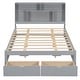 preview thumbnail 24 of 22, Queen Size Solid Pine Wood Platform Kids Bed Frame with Built-In Storage Shelves of the Headboard and 2-Drawers, White