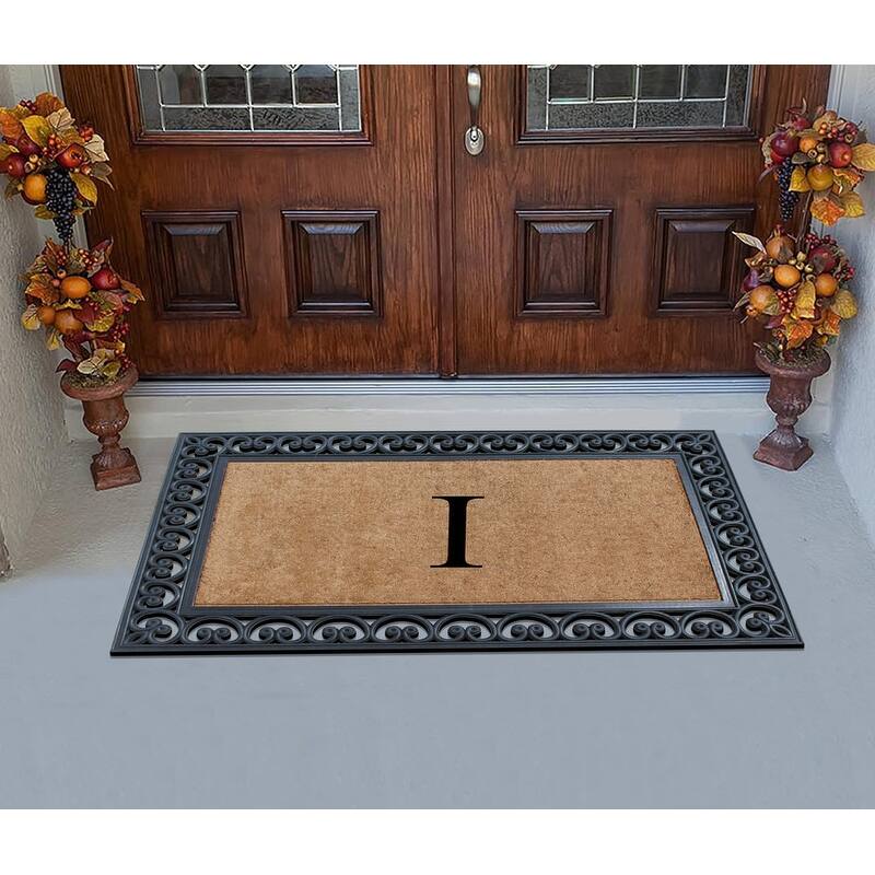 A1HC Natural Rubber and Coir Monogrammed Front Porch Entry Doormat 30"X48"
