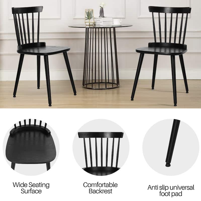 Farmhouse Windsor Dining Chairs with Spindle Back - 33.3"H x 17.4"W x 19.7"D