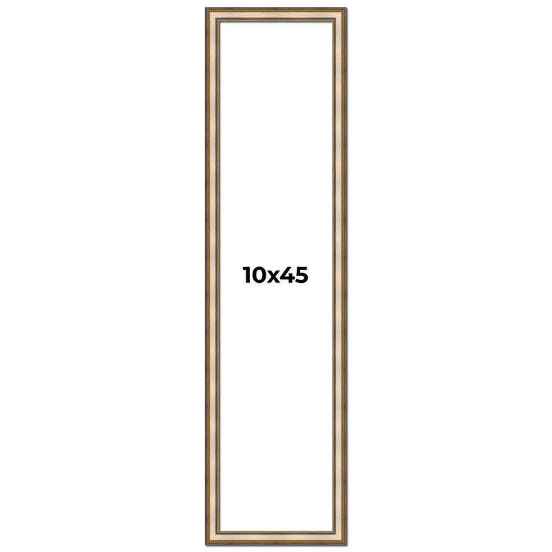 10x45 Frame Gold Solid Wood Shadow Box Width 1.5 Inches | Interior Frame Depth 2 3/8 Inches
