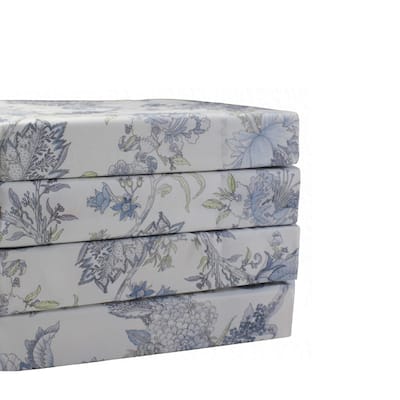Talavera Sheet Set Queen White/ Blue